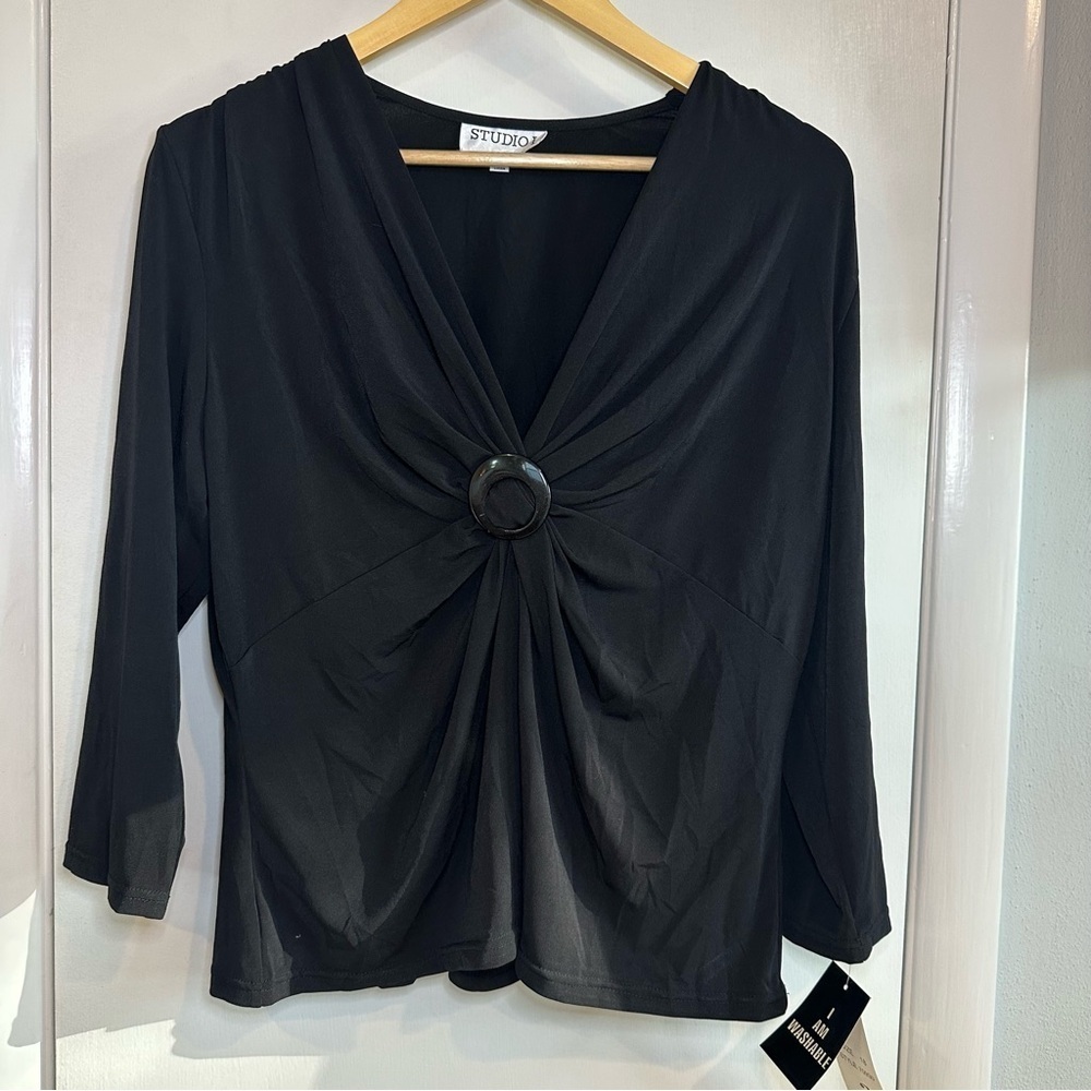 Studio I Y2K Blouse. Color: Black. Size: 18. NWT.